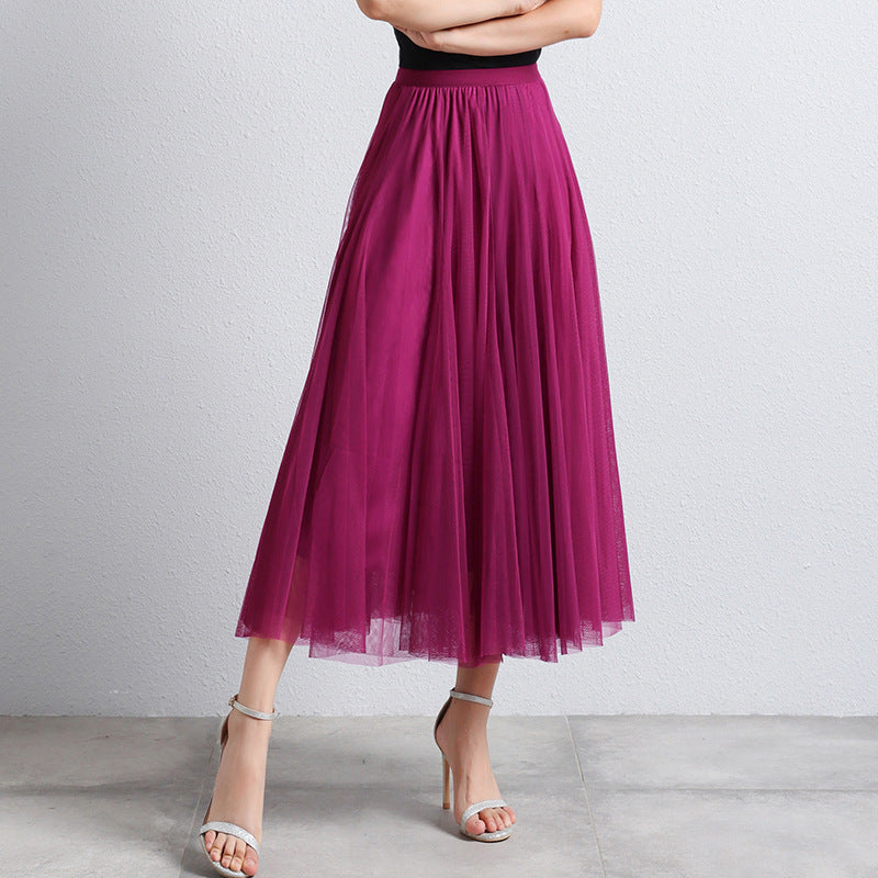 Slimming A-Line Mesh Half-Length Long Skirt | Romantic Dreamy Tulle Skirt | Made for Lovers & Friends | Wear Your Style