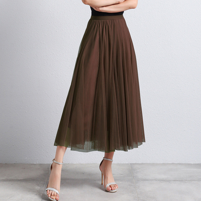 Slimming A-Line Mesh Half-Length Long Skirt | Romantic Dreamy Tulle Skirt | Made for Lovers & Friends | Wear Your Style