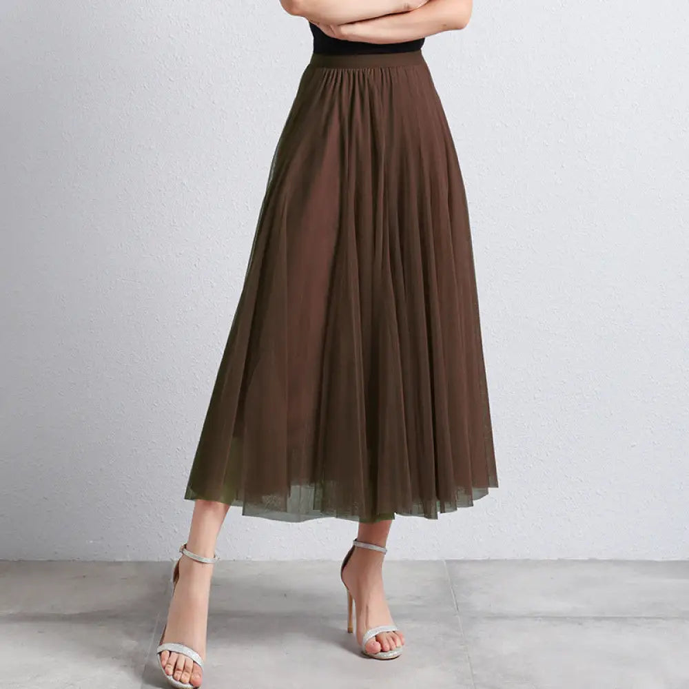 Slimming A-Line Mesh Half-Length Long Skirt | Romantic Dreamy Tulle Skirt | Made for Lovers & Friends | Wear Your Style