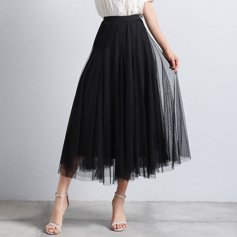 Slimming A-Line Mesh Half-Length Long Skirt | Romantic Dreamy Tulle Skirt | Made for Lovers & Friends | Wear Your Style
