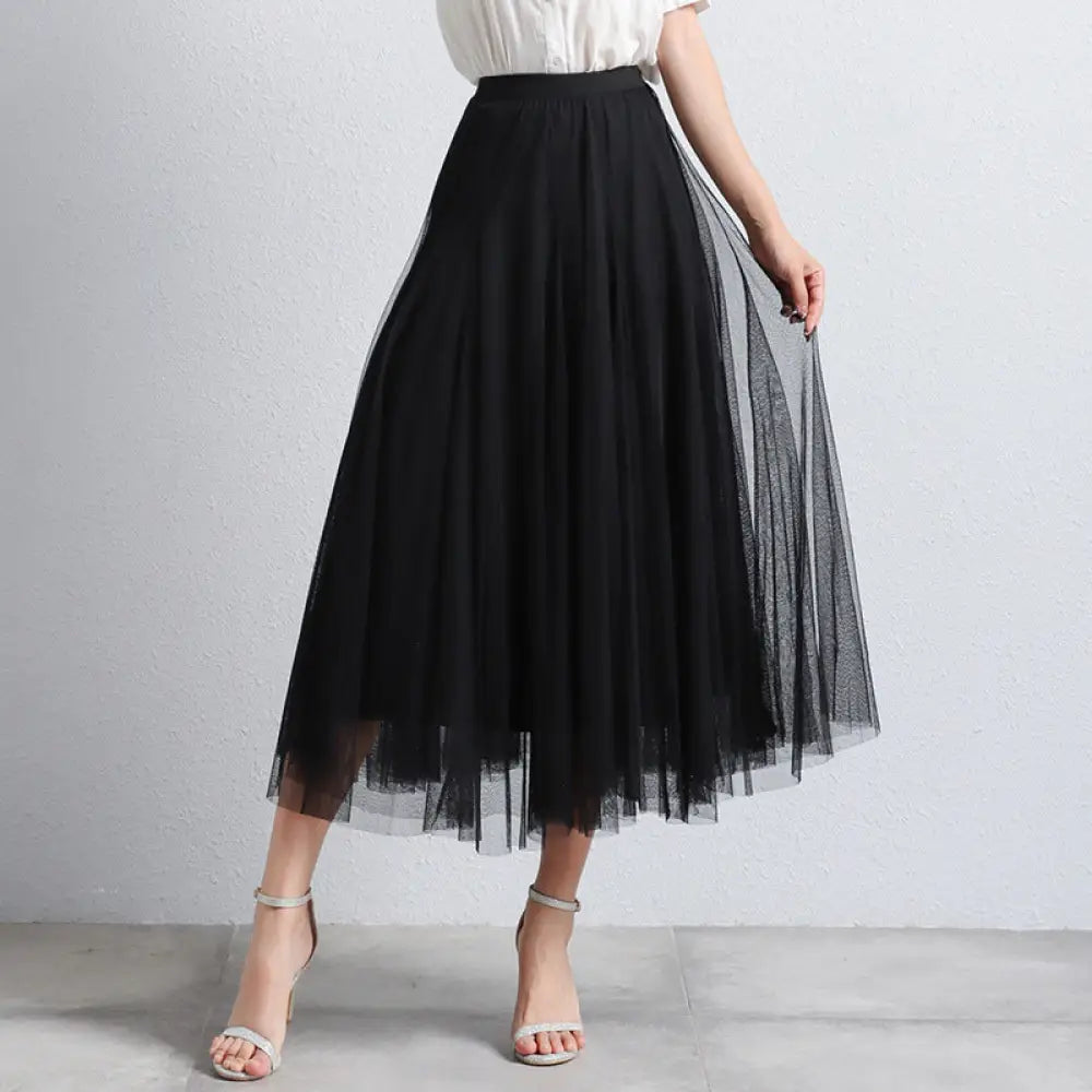 Slimming A-Line Mesh Half-Length Long Skirt | Romantic Dreamy Tulle Skirt | Made for Lovers & Friends | Wear Your Style