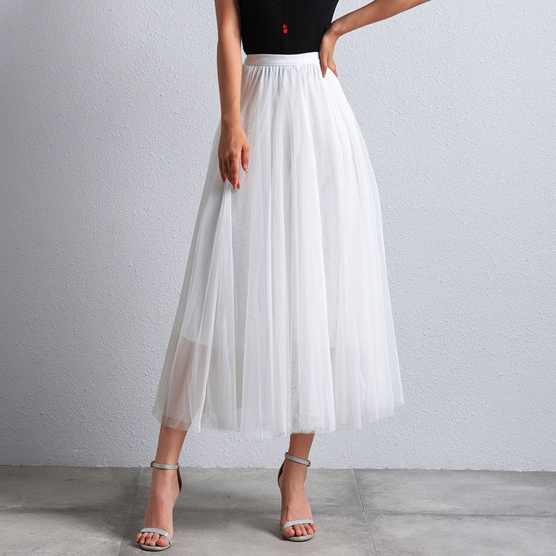 Slimming A-Line Mesh Half-Length Long Skirt | Romantic Dreamy Tulle Skirt | Made for Lovers & Friends | Wear Your Style
