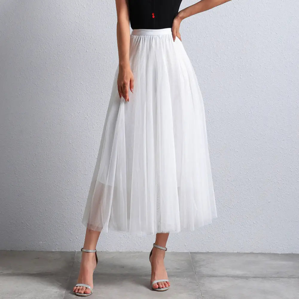 Slimming A-Line Mesh Half-Length Long Skirt | Romantic Dreamy Tulle Skirt | Made for Lovers & Friends | Wear Your Style