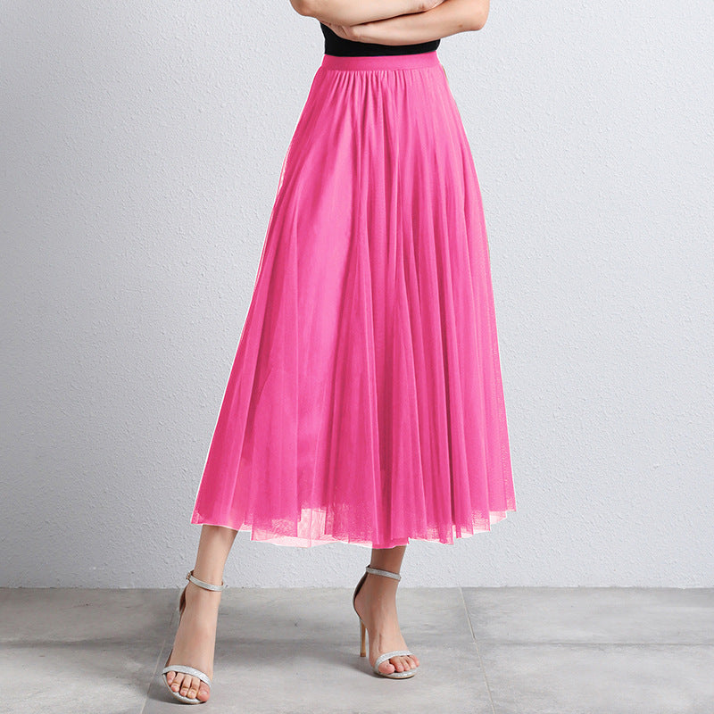 Slimming A-Line Mesh Half-Length Long Skirt | Romantic Dreamy Tulle Skirt | Made for Lovers & Friends | Wear Your Style