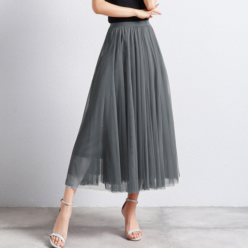 Slimming A-Line Mesh Half-Length Long Skirt | Romantic Dreamy Tulle Skirt | Made for Lovers & Friends | Wear Your Style