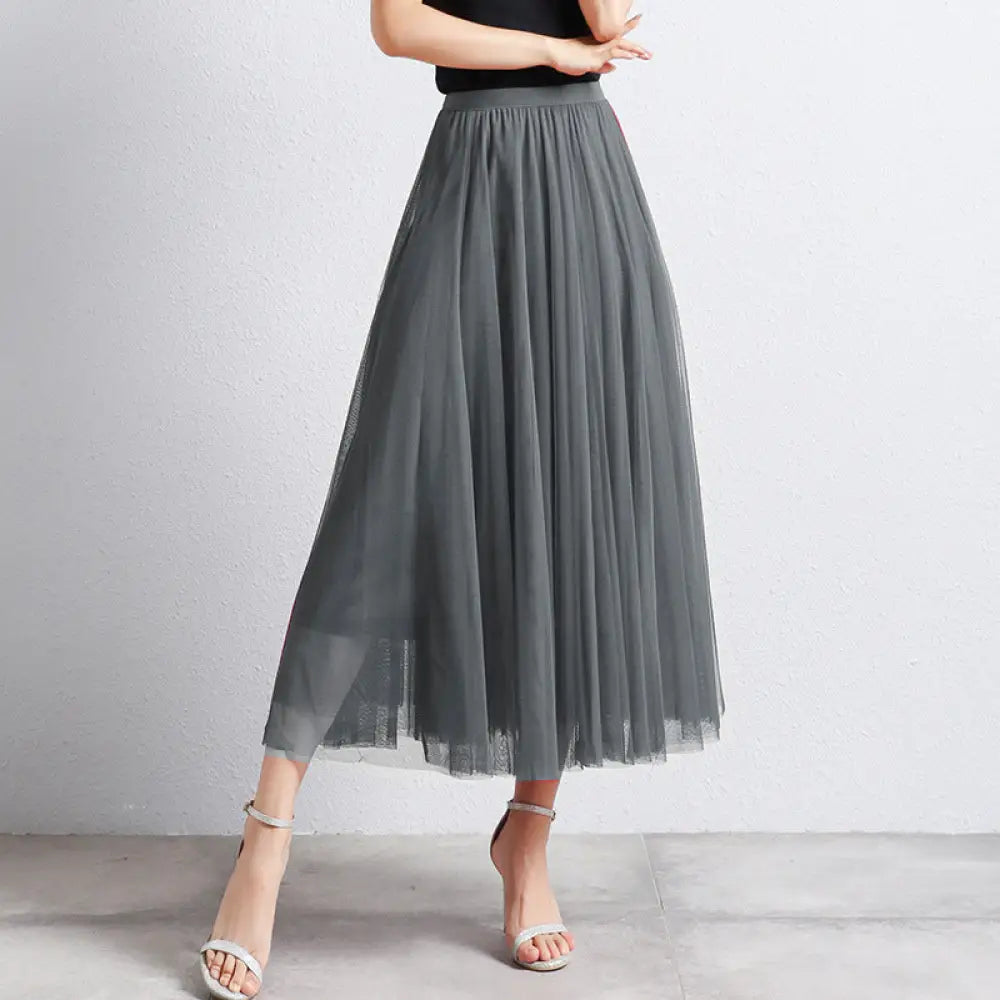 Slimming A-Line Mesh Half-Length Long Skirt | Romantic Dreamy Tulle Skirt | Made for Lovers & Friends | Wear Your Style