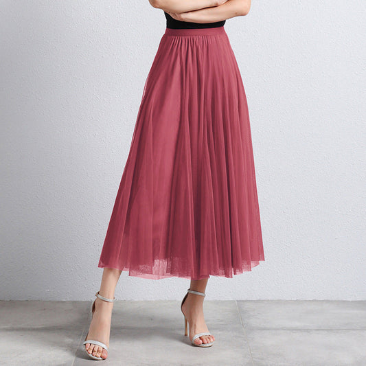 Slimming A-Line Mesh Half-Length Long Skirt | Romantic Dreamy Tulle Skirt | Made for Lovers & Friends | Wear Your Style