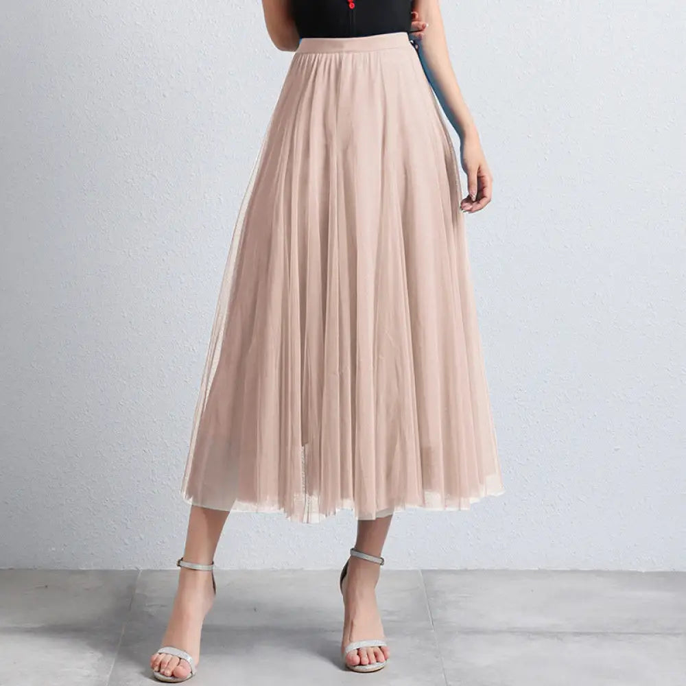 Slimming A-Line Mesh Half-Length Long Skirt | Romantic Dreamy Tulle Skirt | Made for Lovers & Friends | Wear Your Style