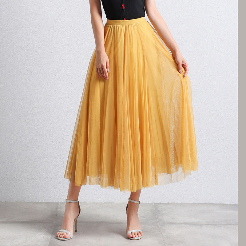 Slimming A-Line Mesh Half-Length Long Skirt | Romantic Dreamy Tulle Skirt | Made for Lovers & Friends | Wear Your Style