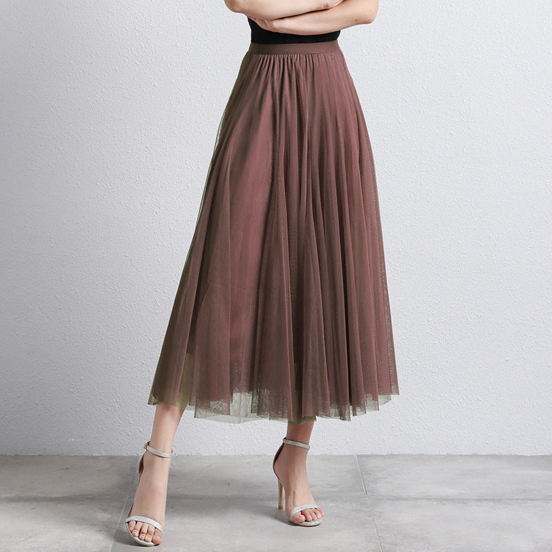 Slimming A-Line Mesh Half-Length Long Skirt | Romantic Dreamy Tulle Skirt | Made for Lovers & Friends | Wear Your Style