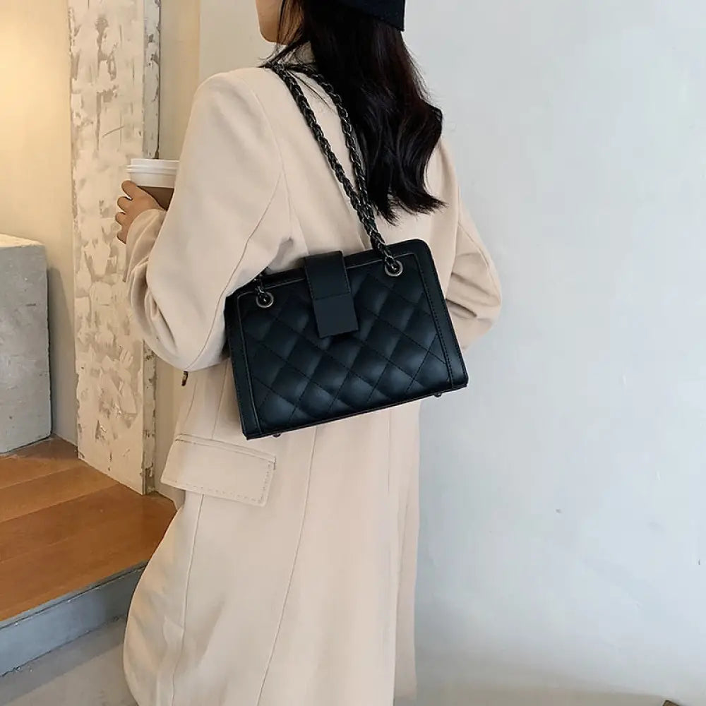 Small Black PU Leather Chain Bag | Soulmate Streetwear by same ANTHEM.