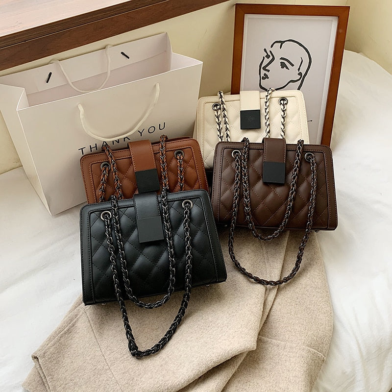 Small Black PU Leather Chain Bag | Soulmate Streetwear by same ANTHEM.