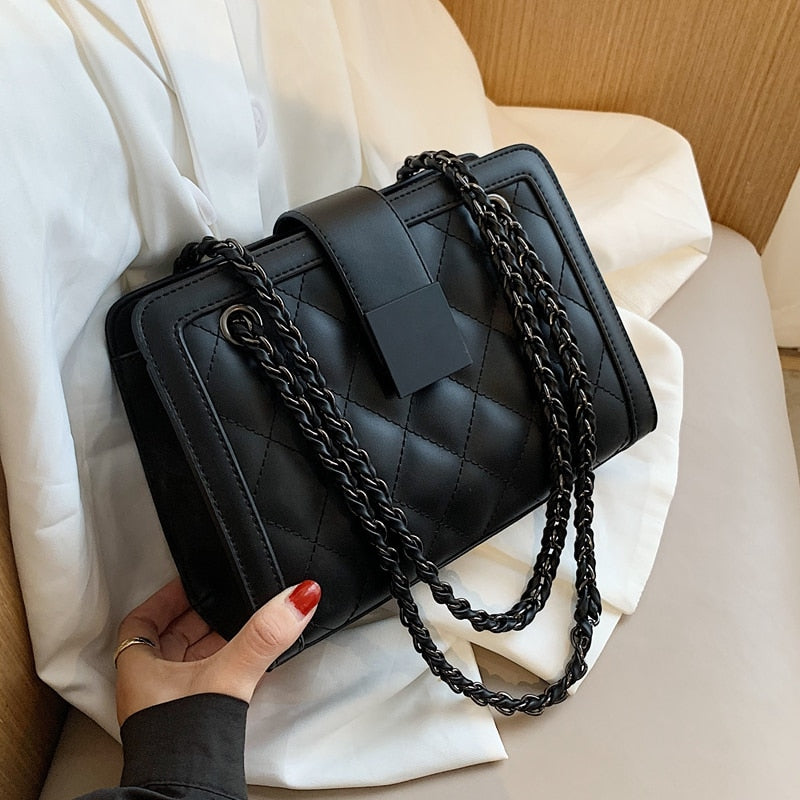 Small Black PU Leather Chain Bag | Soulmate Streetwear by same ANTHEM.