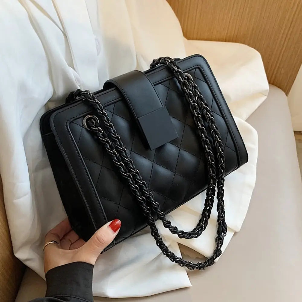 Small Black PU Leather Chain Bag | Soulmate Streetwear by same ANTHEM.