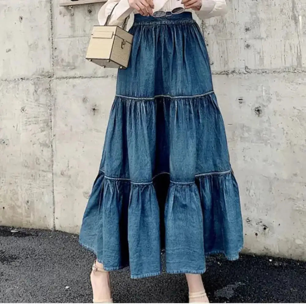 Smocked Denim Ball Gown Skirt – same ANTHEM | Soulmate Streetwear for Dreamers & Friends - Blue / S