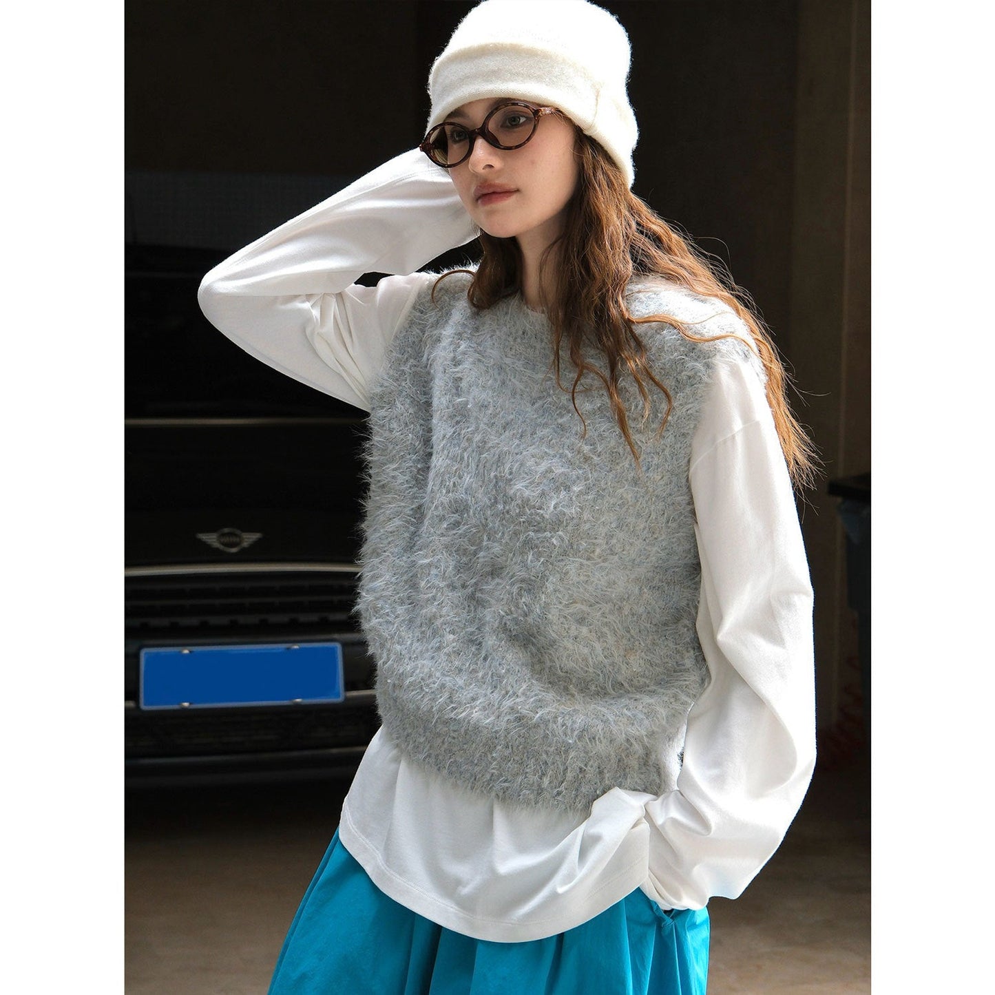 Soft Fluffy Wool Vest – Japanese Style Chic | same ANTHEM - gray / one size