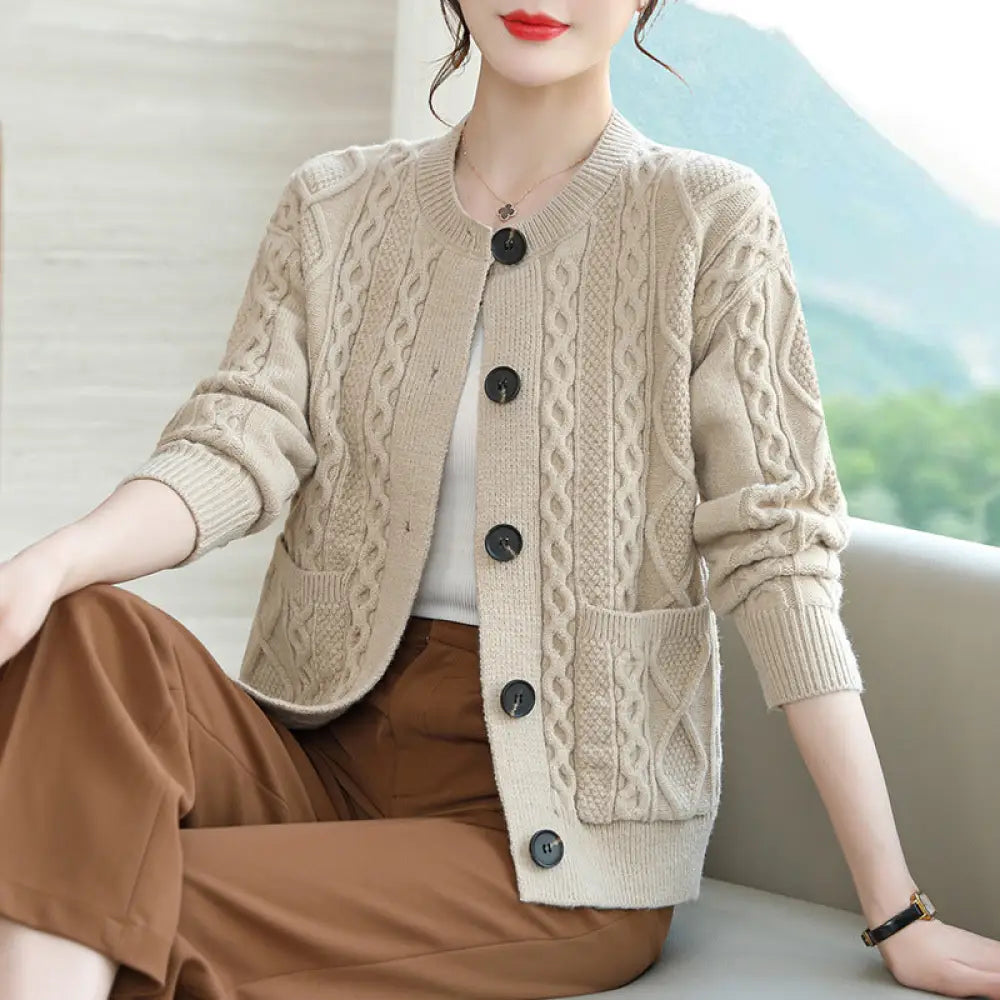 Soft Knit Cardigan Jacket – Chic Spring & Autumn Layer | same ANTHEM - Apricot / Average Size