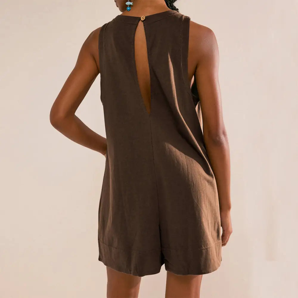 Solid Color Loose Onepiece with Pockets | Fashionable Summer Cargo Shorts Overalls for Women | Same Anthem - One Piece