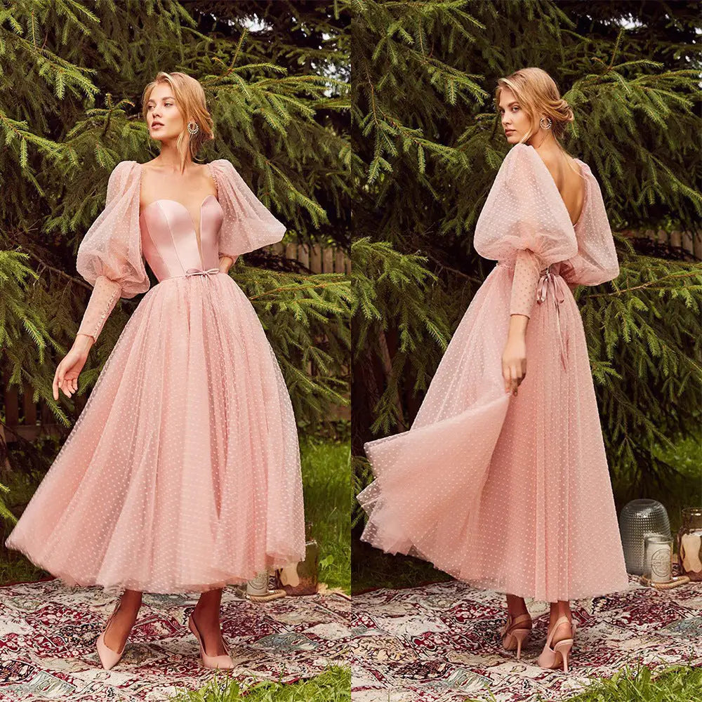 Solid Color Mid-Waist Long-Sleeved Open-Back Dress | Diva & Princess Style | Same Anthem