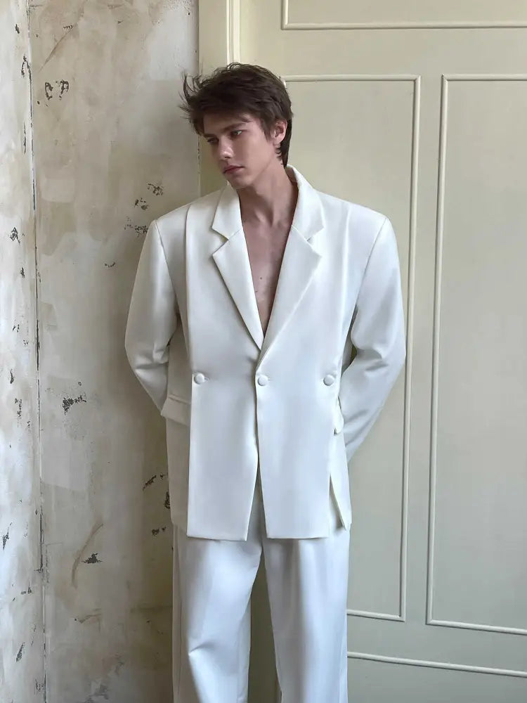 Solid Color Personalized Split Minimalist High-grade Suit Set