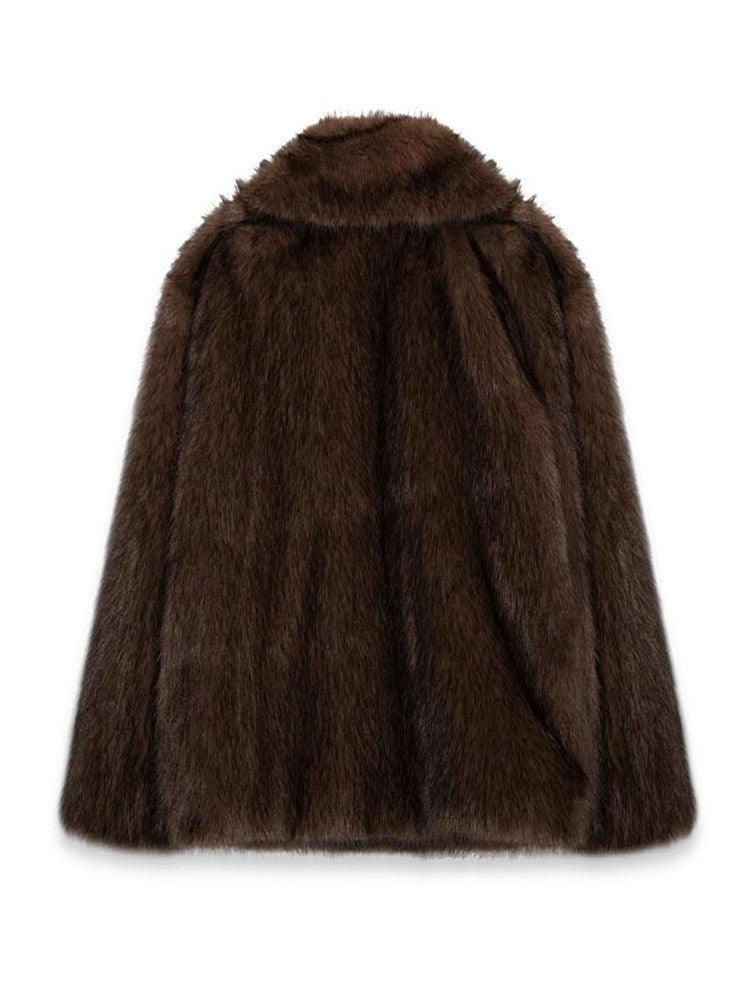 Solid Color Polo Collar Faux Fur Coat | Cozy Winter Streetwear | same ANTHEM.