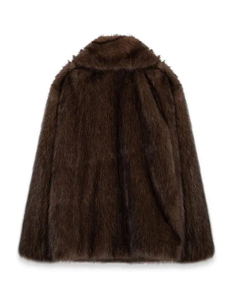 Solid Color Polo Collar Faux Fur Coat | Cozy Winter Streetwear | same ANTHEM.