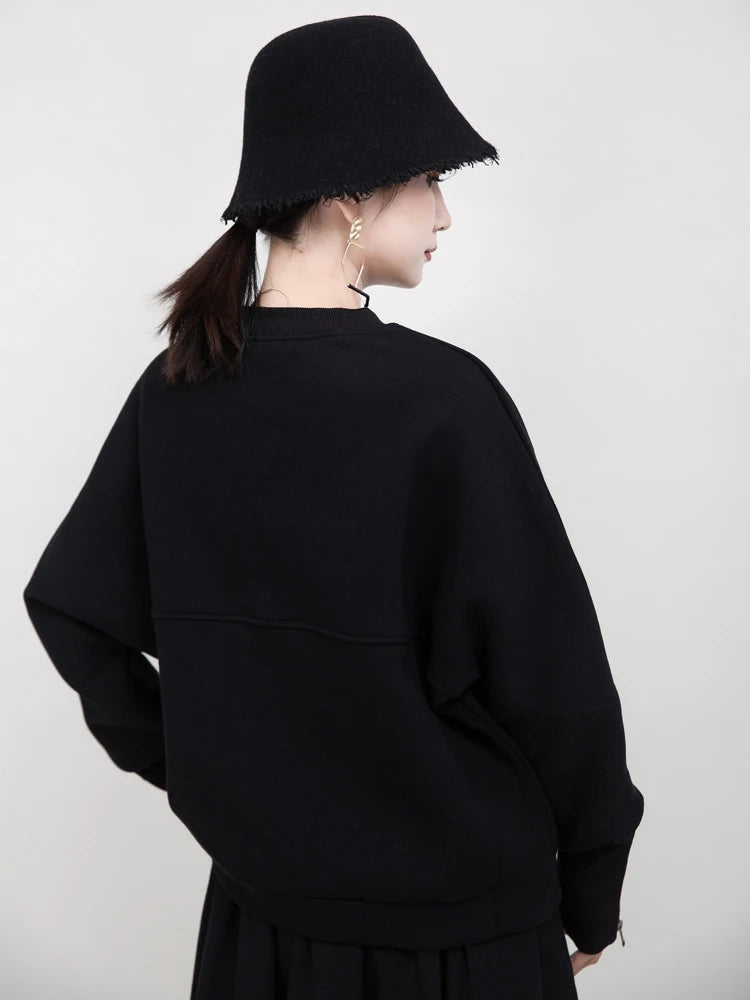 Solid Color Zipper Sleeve Sweater – same ANTHEM | Dreamy Streetwear for Soulmates