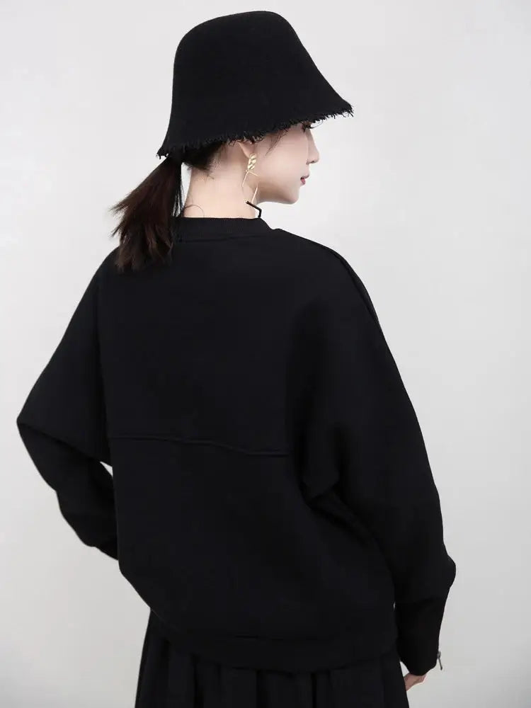 Solid Color Zipper Sleeve Sweater – same ANTHEM | Dreamy Streetwear for Soulmates