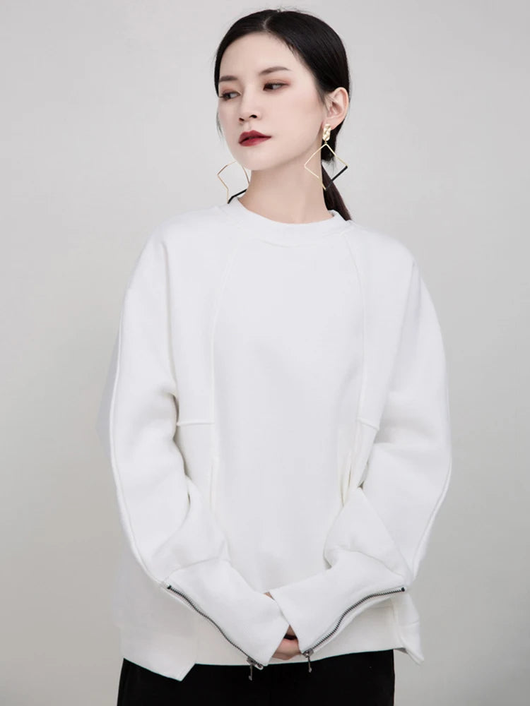 Solid Color Zipper Sleeve Sweater – same ANTHEM | Dreamy Streetwear for Soulmates