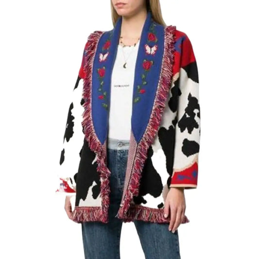 Solid Knit Cardigan for Women – French Japanese Soulmate Streetwear | same ANTHEM. Vintage Clothing Coat - blue red / S