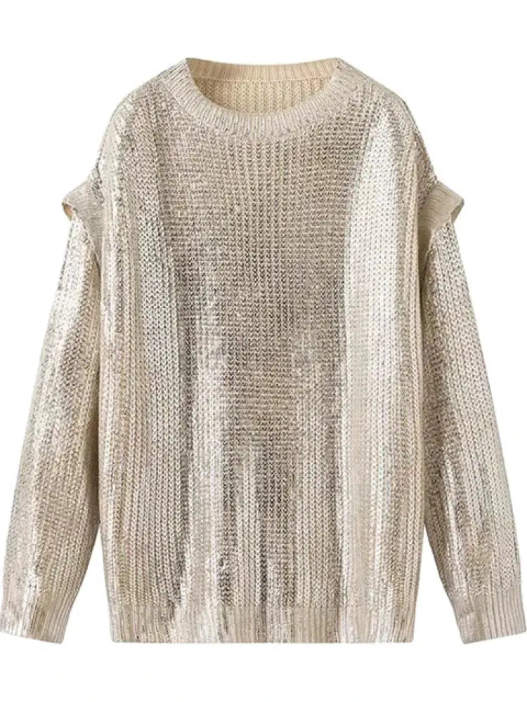 Solid Sequin Design Sweater – dreamy chic streetwear | same ANTHEM. - Apricot / S