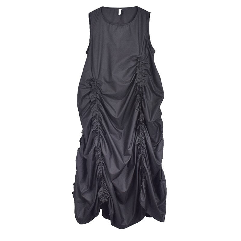 Solid Shirring Sleeveless Dress – Loose Fit Soulmate Streetwear | same ANTHEM - black / One Size