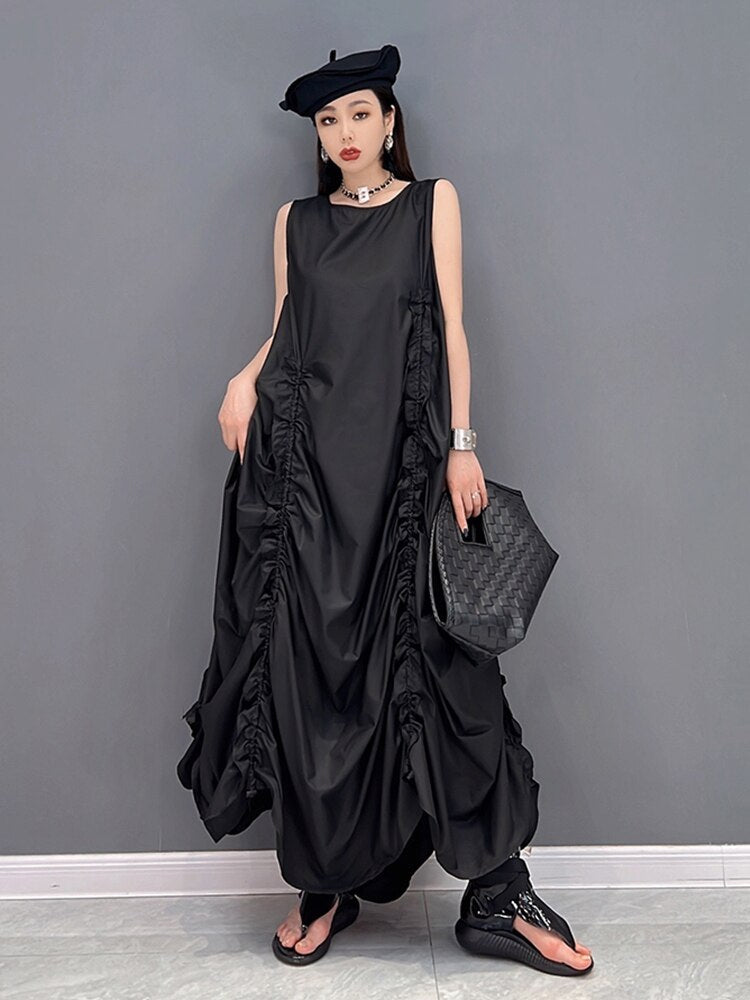 Solid Shirring Sleeveless Dress – Loose Fit Soulmate Streetwear | same ANTHEM