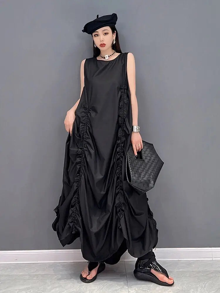 Solid Shirring Sleeveless Dress – Loose Fit Soulmate Streetwear | same ANTHEM