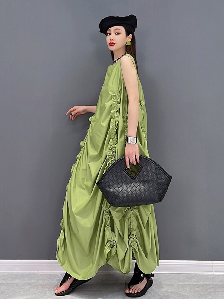 Solid Shirring Sleeveless Dress – Loose Fit Soulmate Streetwear | same ANTHEM