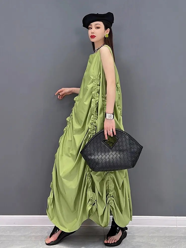Solid Shirring Sleeveless Dress – Loose Fit Soulmate Streetwear | same ANTHEM
