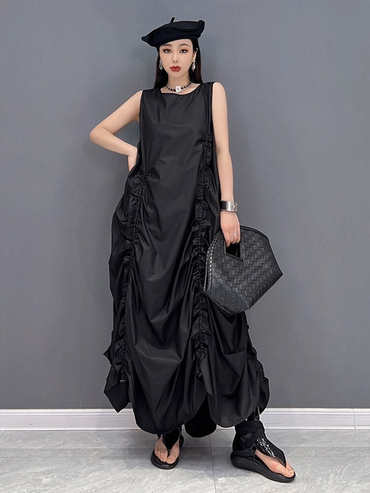 Solid Shirring Sleeveless Dress – Loose Fit Soulmate Streetwear | same ANTHEM