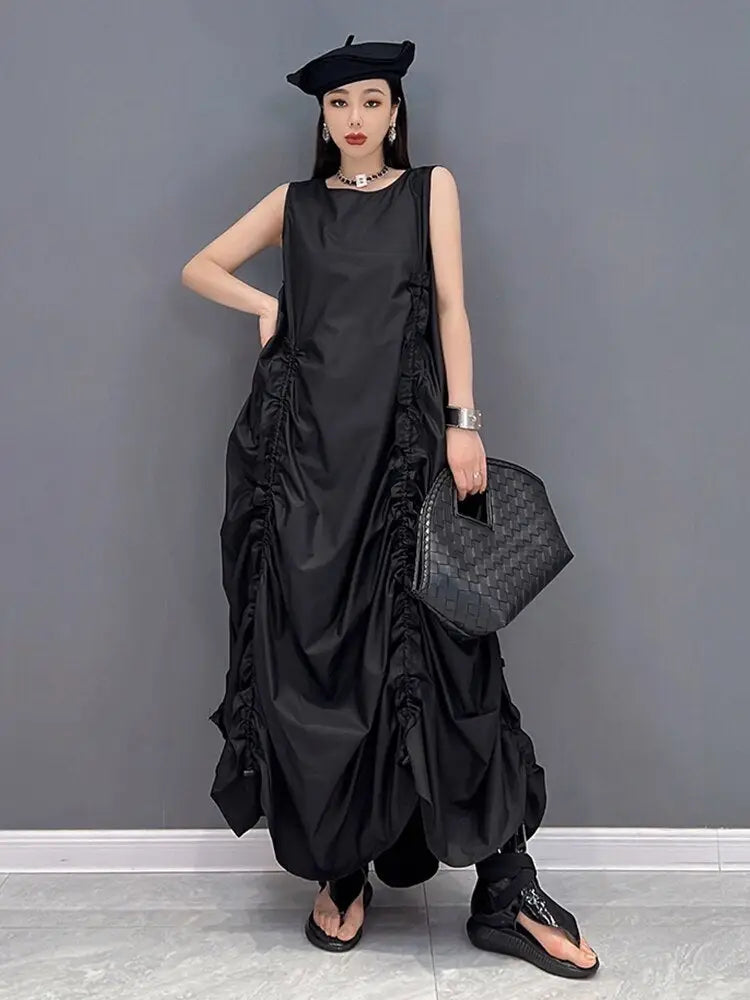 Solid Shirring Sleeveless Dress – Loose Fit Soulmate Streetwear | same ANTHEM
