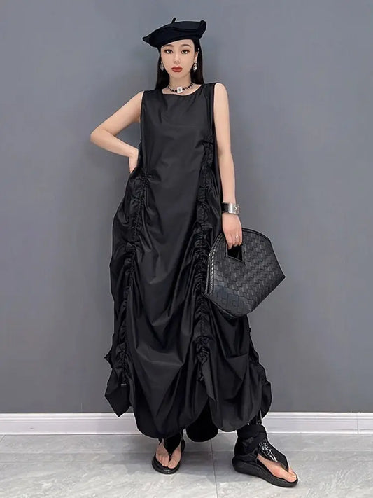 Solid Shirring Sleeveless Dress – Loose Fit Soulmate Streetwear | same ANTHEM