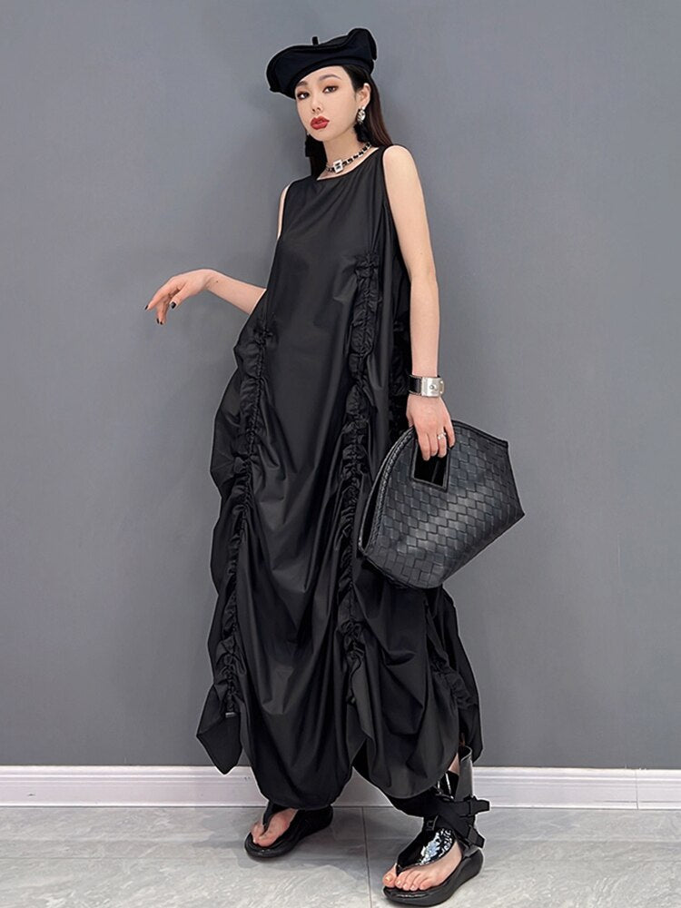 Solid Shirring Sleeveless Dress – Loose Fit Soulmate Streetwear | same ANTHEM