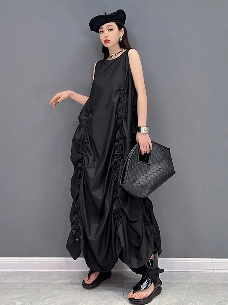 Solid Shirring Sleeveless Dress – Loose Fit Soulmate Streetwear | same ANTHEM