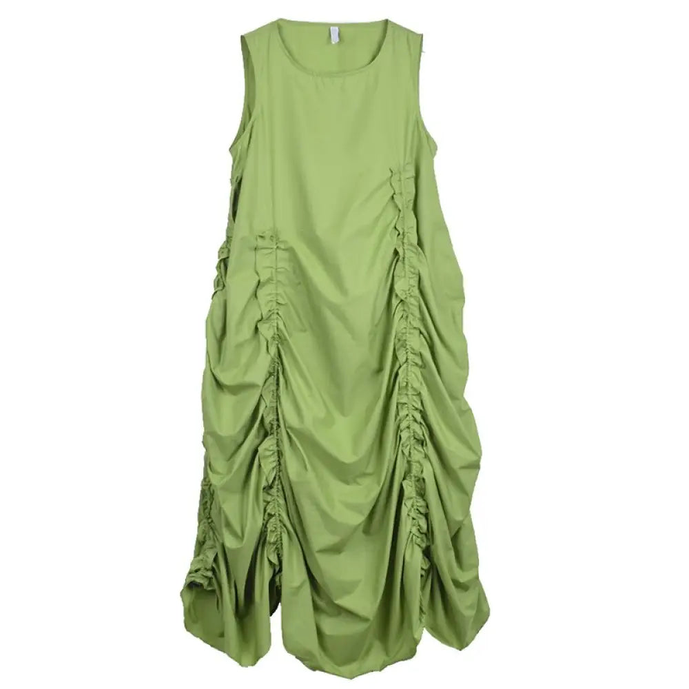 Solid Shirring Sleeveless Dress – Loose Fit Soulmate Streetwear | same ANTHEM - green / One Size