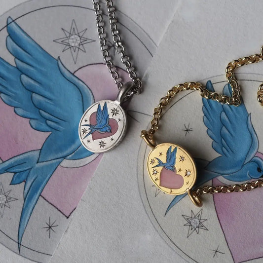 Soulmate Bird Heart Oval Necklace | Boho Chic Love & Connection Jewellery | same ANTHEM