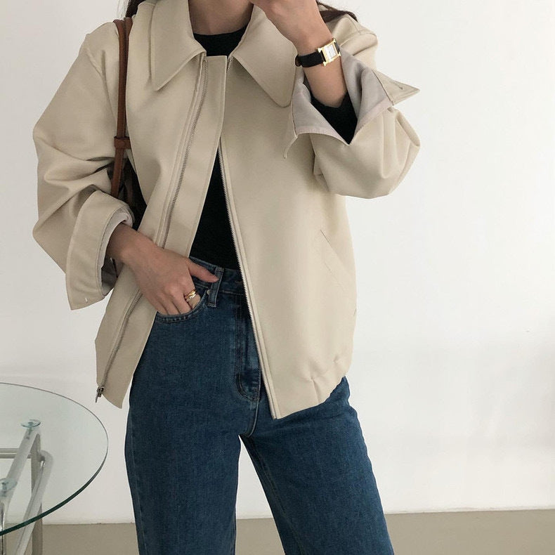 Soulmate Casual Long Sleeve Leather Coat – For Lovers & Friends