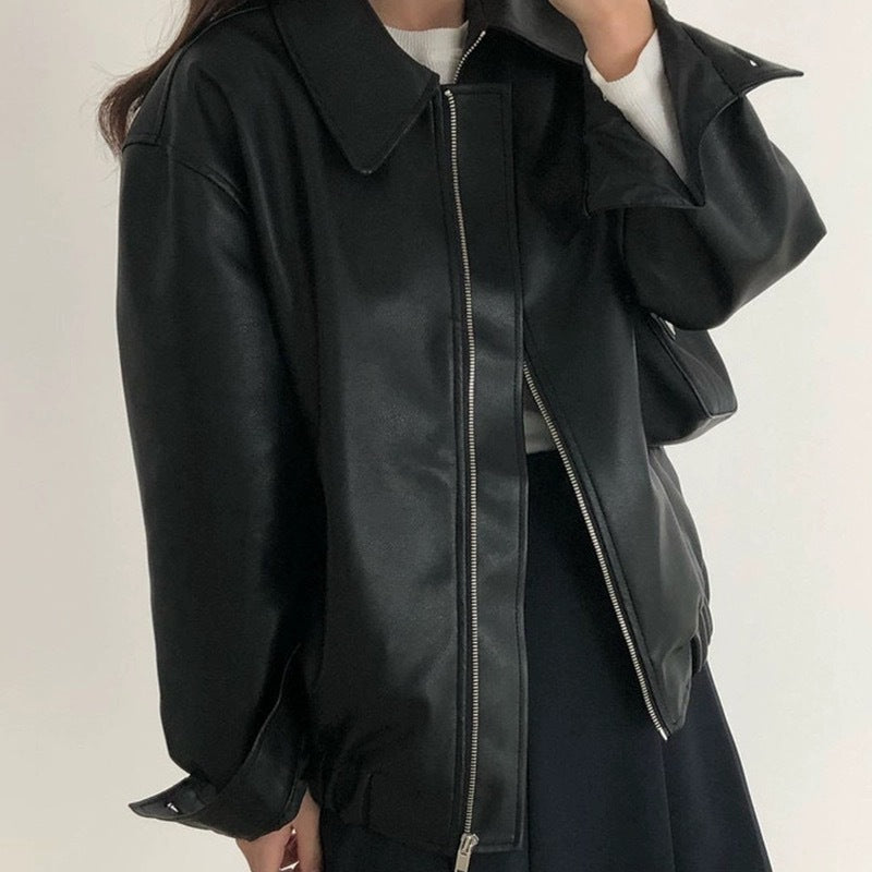 Soulmate Casual Long Sleeve Leather Coat – For Lovers & Friends