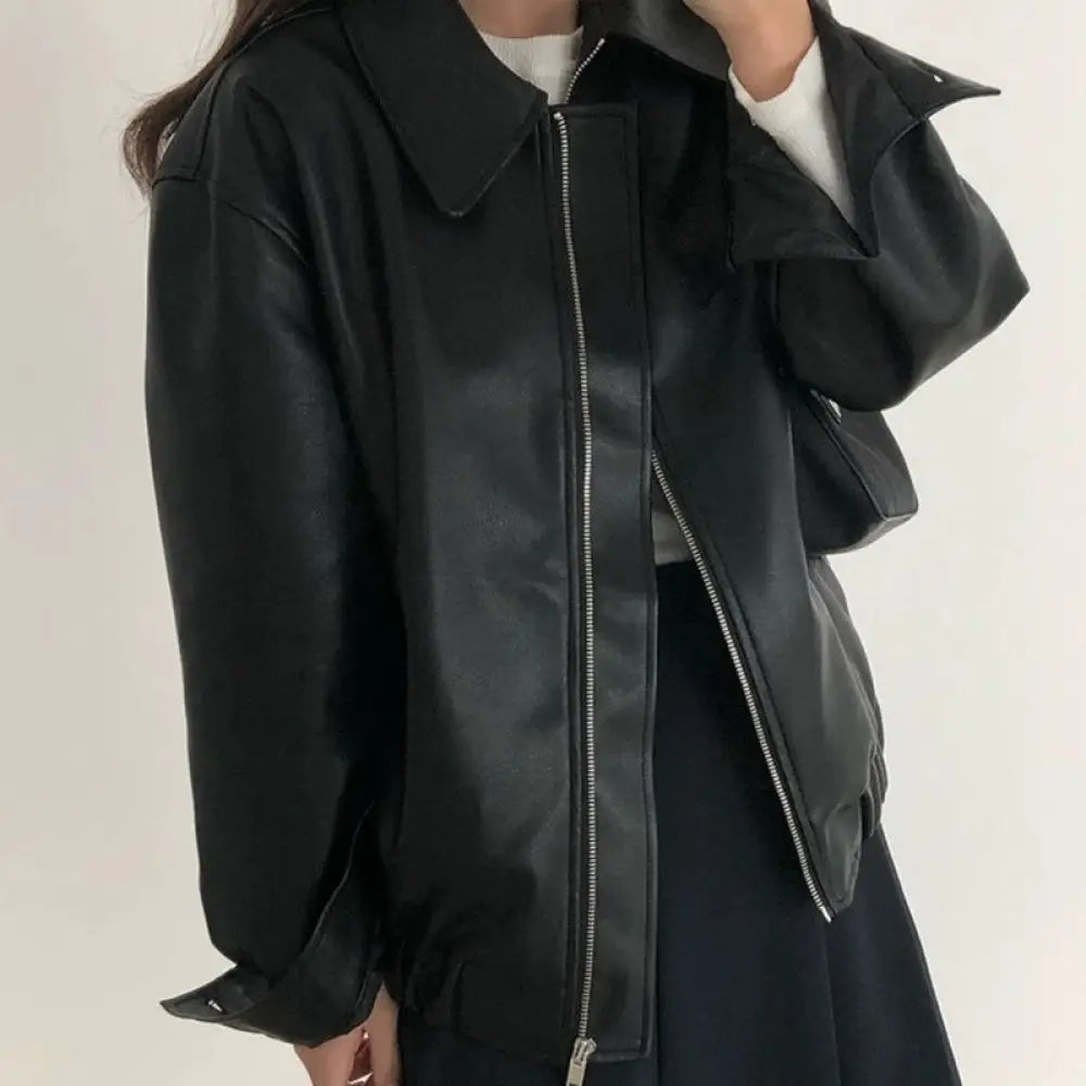 Soulmate Casual Long Sleeve Leather Coat – For Lovers & Friends
