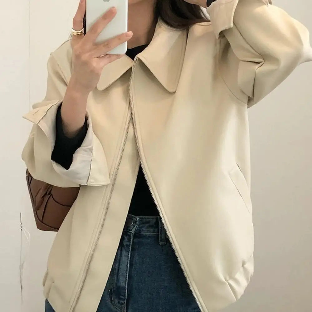 Soulmate Casual Long Sleeve Leather Coat – For Lovers & Friends