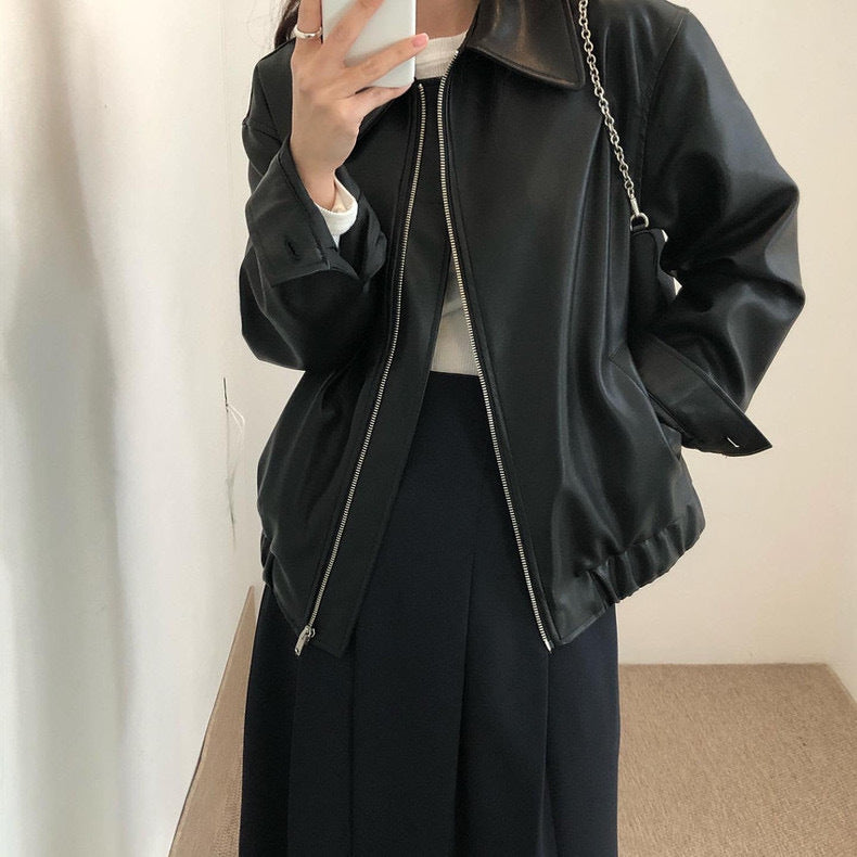 Soulmate Casual Long Sleeve Leather Coat – For Lovers & Friends