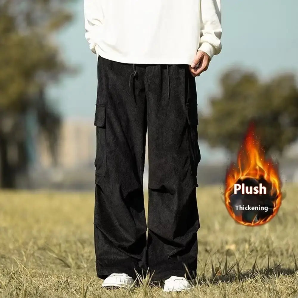Soulmate Corduroy Pants – Casual Boho Baggy Streetwear | Same Anthem - Black Plus Velvet / 2XL - Pants