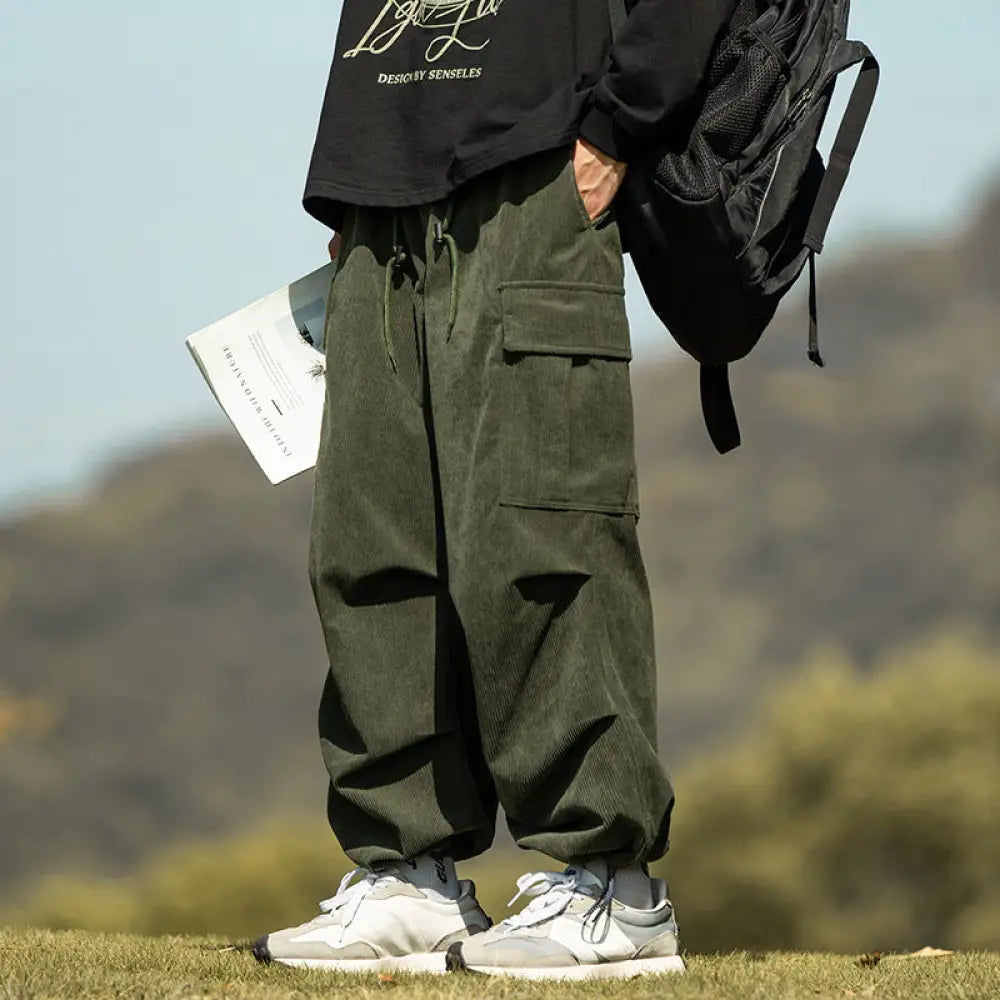 Soulmate Corduroy Pants – Casual Boho Baggy Streetwear | Same Anthem - Army Green / 2XL - Pants
